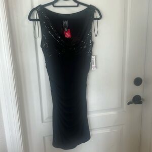NWT black sequin Night Way  sexy body con fancy dinner cocktail dress. Size 6